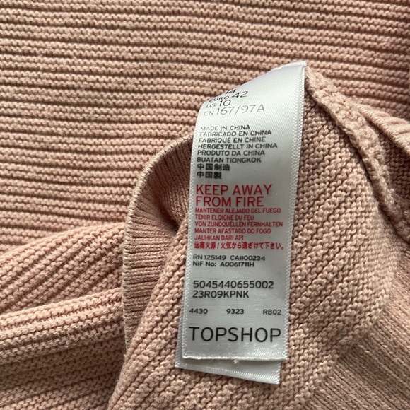 TopShop knitted ribbed mock neck oversized pastel light pink cropped sweater M - Picture 5 of 10